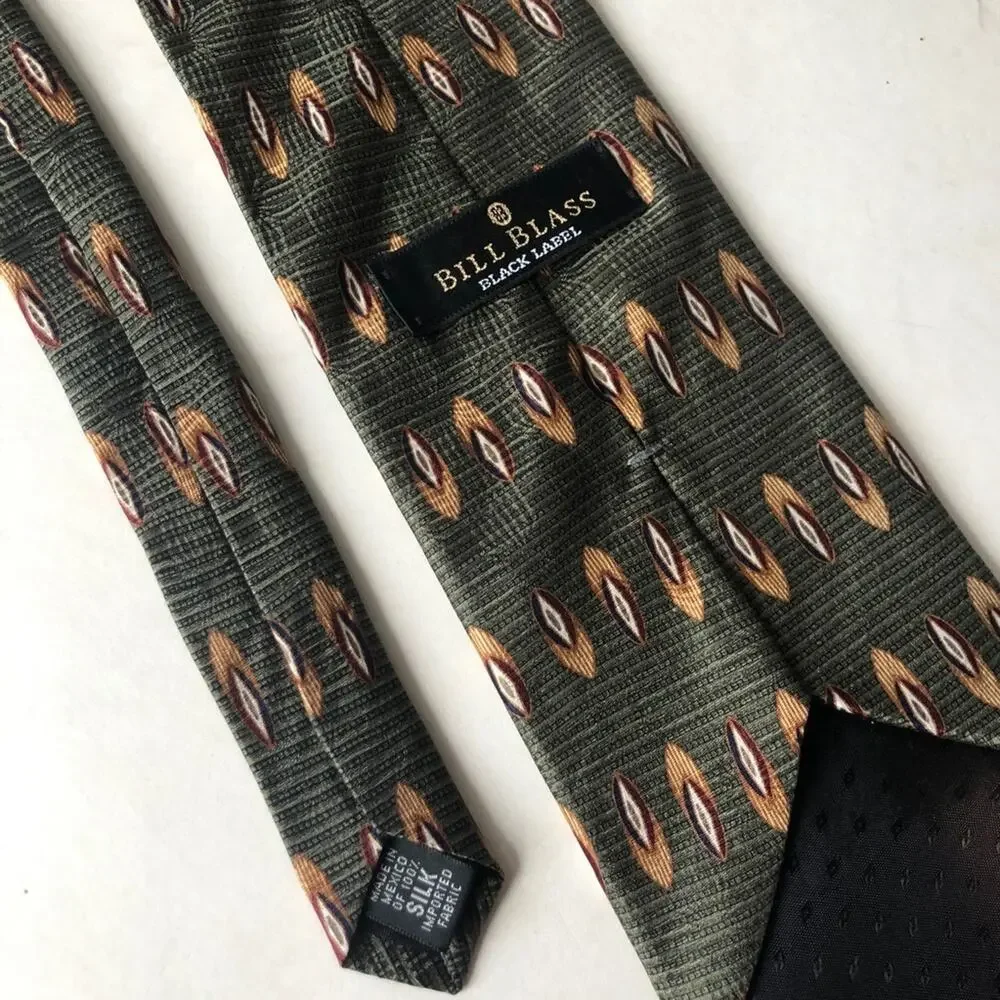 Bill Blass Black Label Silk Tie Diamonds Green